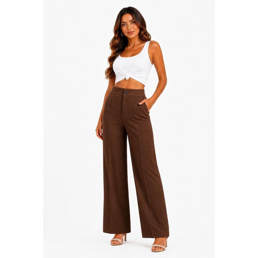 Calça Pantalona D Bell Outlet Fashion Marrom