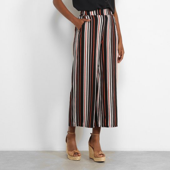 Calça Pantalona Facinelli Listrada Feminina - Preto