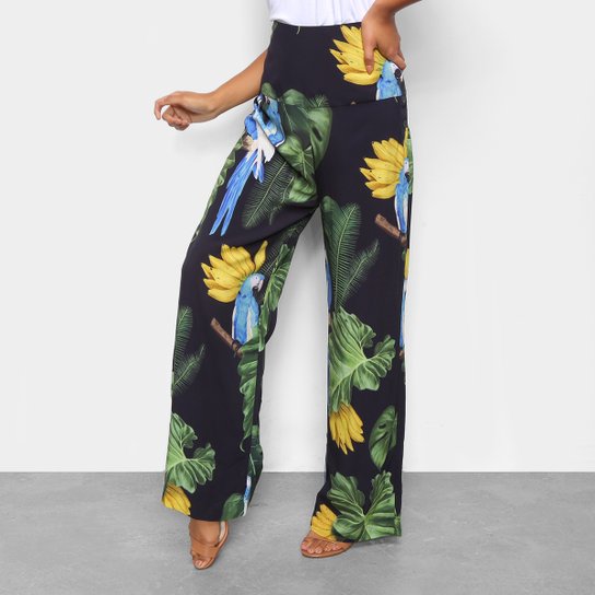Calça Pantalona Farm Natureza Viva Feminina - Preto