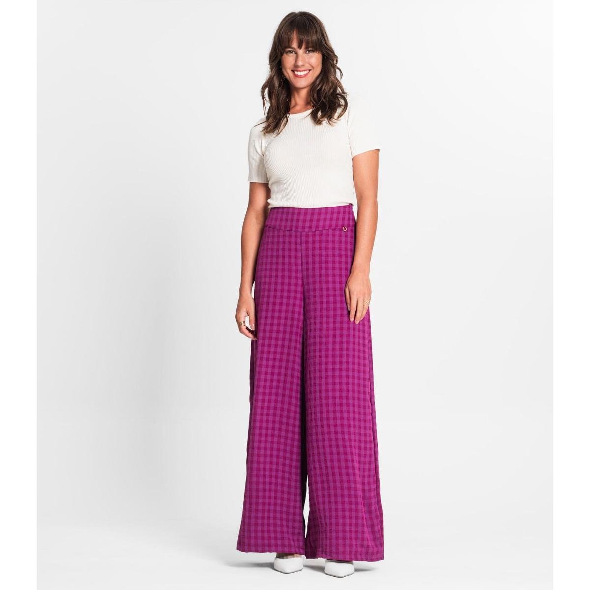 Calça Pantalona Feminina Endless Roxo Menor preço em Calça Pantalona Feminina Endless Roxo