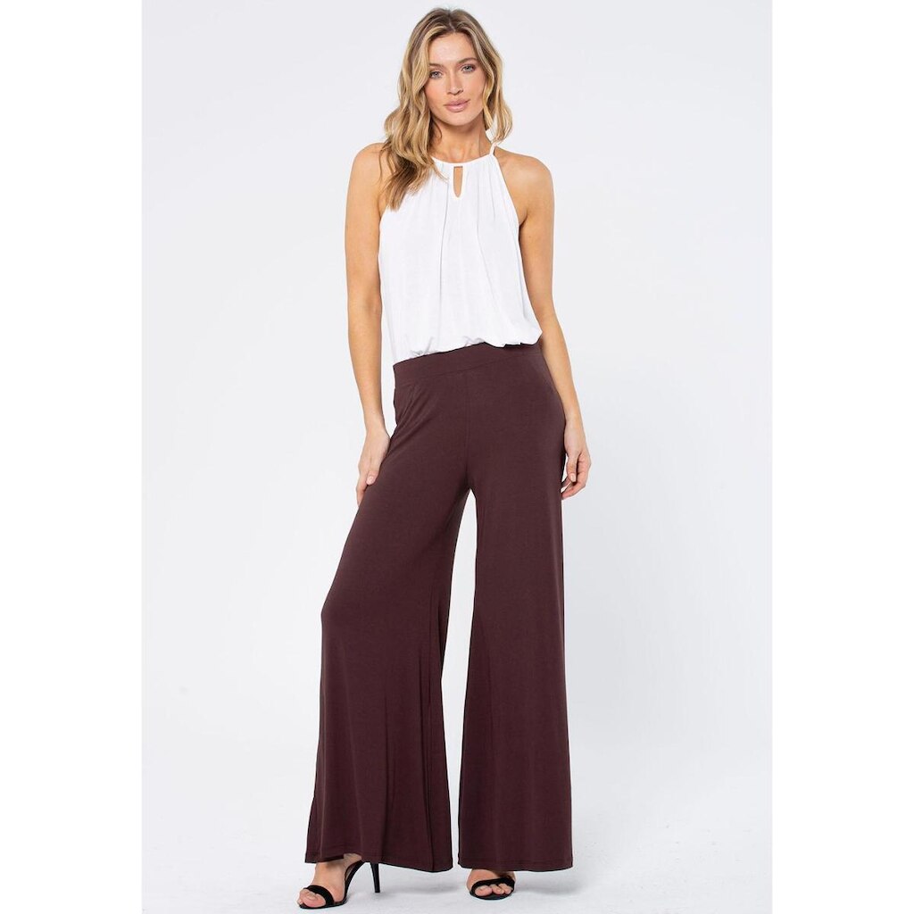 Calça Pantalona Granja Malha Marrom - GG - Veste do 46 ao 48