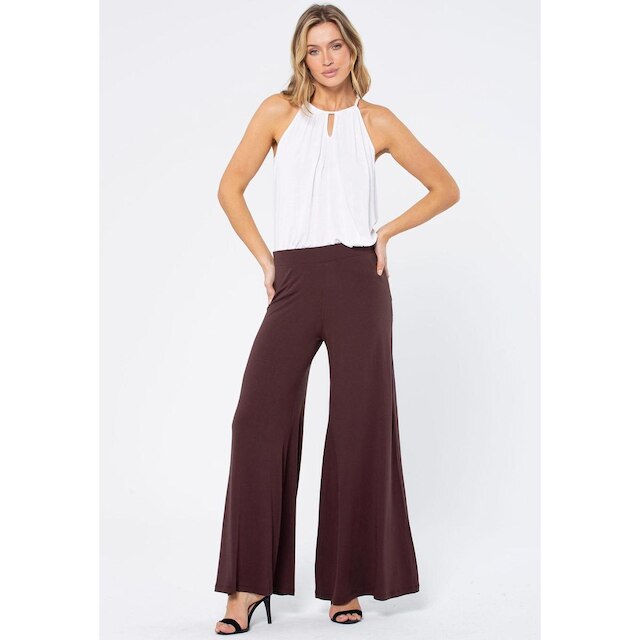 Calça Pantalona Granja Malha Marrom - GG - Veste do 46 ao 48
