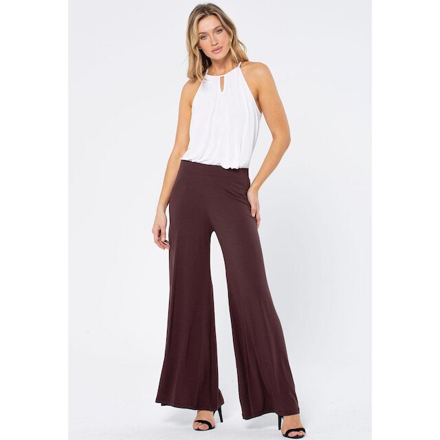 Calça Pantalona Granja Malha Marrom - GG - Veste do 46 ao 48