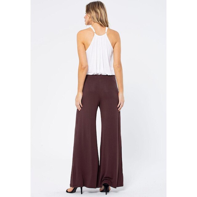Calça Pantalona Granja Malha Marrom - GG - Veste do 46 ao 48