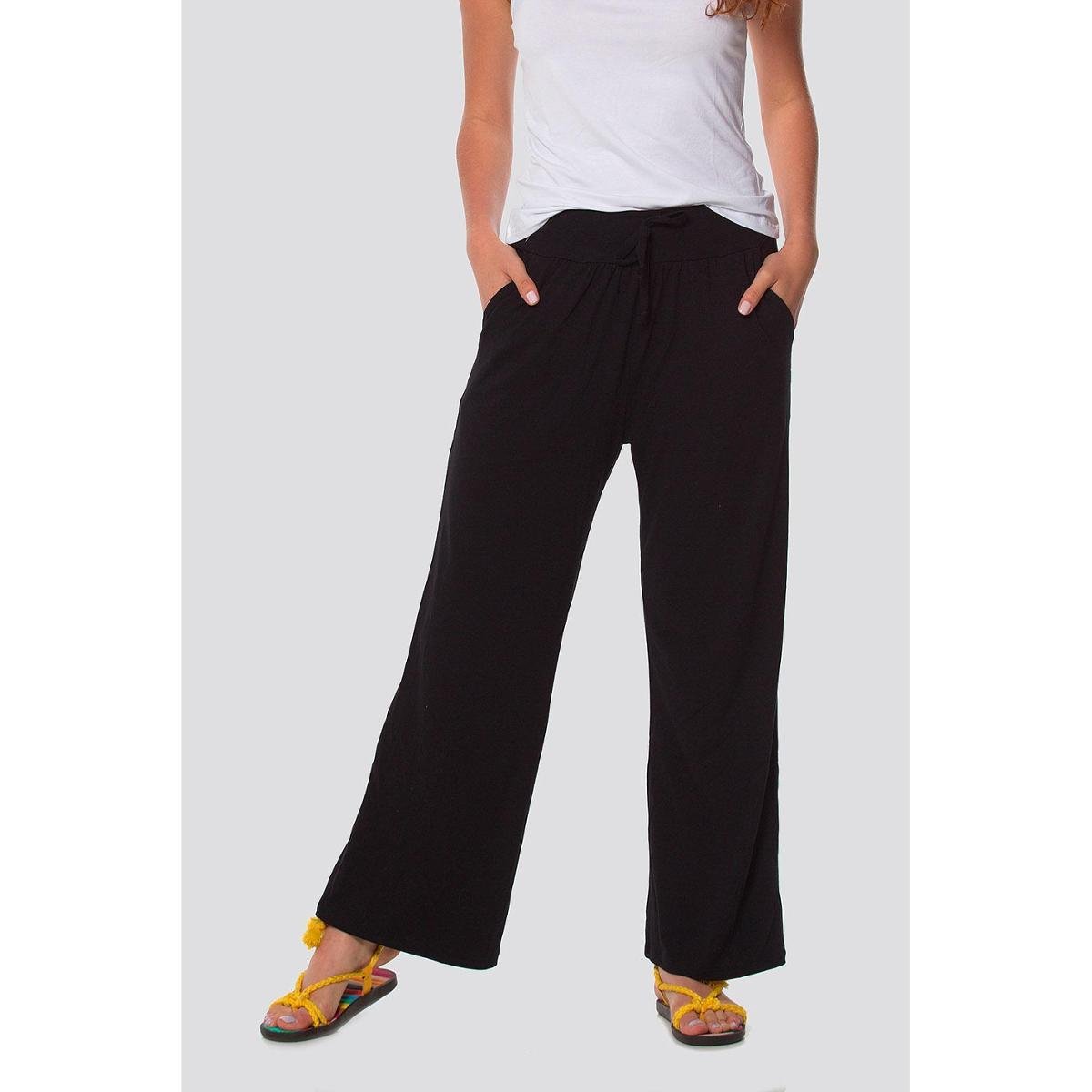 Calça Pantalona Malha Zipituka 930 Preto - Preto Menor preço em Calça Pantalona Malha Zipituka 930 Preto - Preto