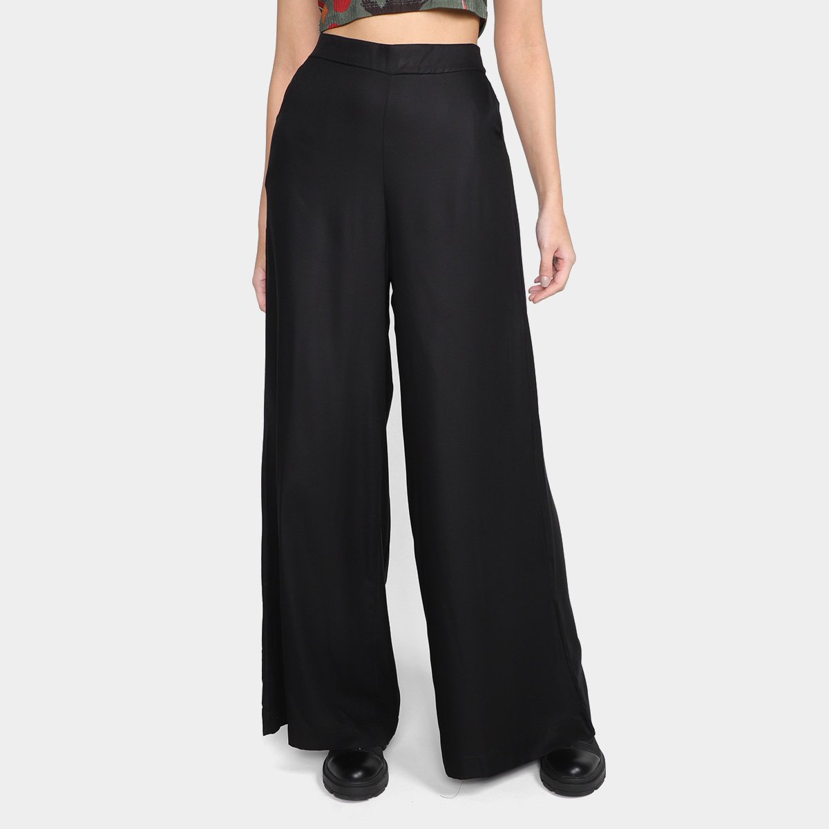 Calça Pantalona Mercatto Cintura Alta Feminina - Preto Menor preço em Calça Pantalona Mercatto Cintura Alta Feminina - Preto