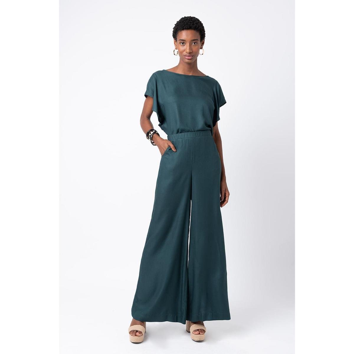Calça Pantalona Mercatto Feminina - Verde escuro Menor preço em Calça Pantalona Mercatto Feminina - Verde escuro