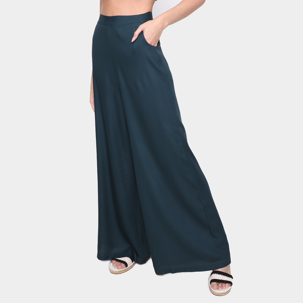 Calça Pantalona Mercatto Lisa Feminina - Verde claro Menor preço em Calça Pantalona Mercatto Lisa Feminina - Verde claro