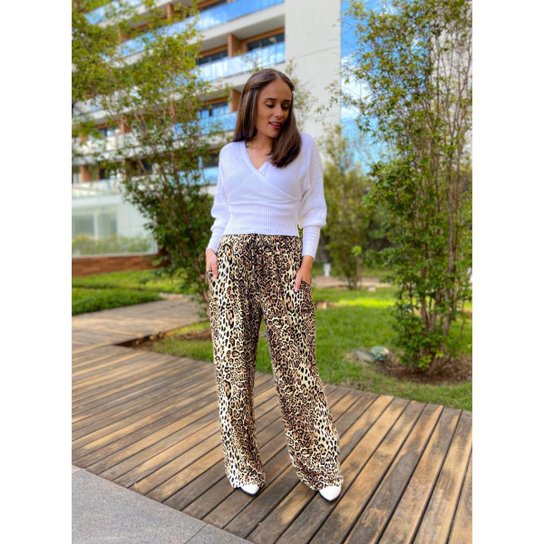Calça Pantalona Onça Viscolycra - Marrom