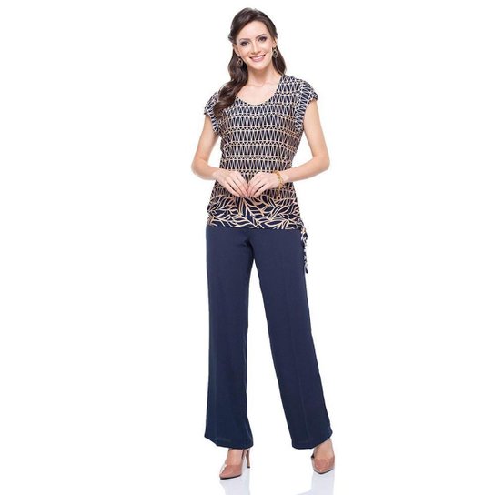 Calça Pantalona Social Cores Marinho - Azul+Marinho