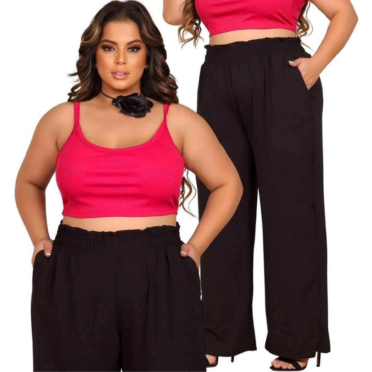 Calça Pantalona Wide Leg Plus Size Confortável Elegante Linha Premium Luxo Menor preço em Calça Pantalona Wide Leg Plus Size Confortável Elegante Linha Premium Luxo