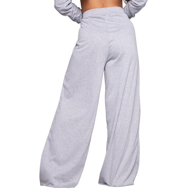 Calça Pantalona Wide Leg Vekyo Cintura Alta Flare Moletinho Moda Casual