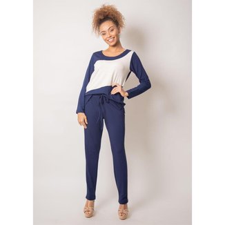 Calça Pau a Pique Básica Moletinho Azul Marinho MARINHO - P