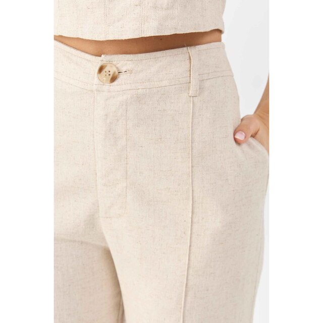Calça PKS Alfaiataria Wide Leg Linho Natural