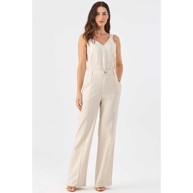 Calça PKS Alfaiataria Wide Leg Linho Natural