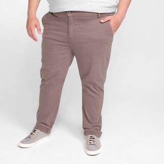 Calça Plus Size Slim Fit Ex Adverso Chino Masculina