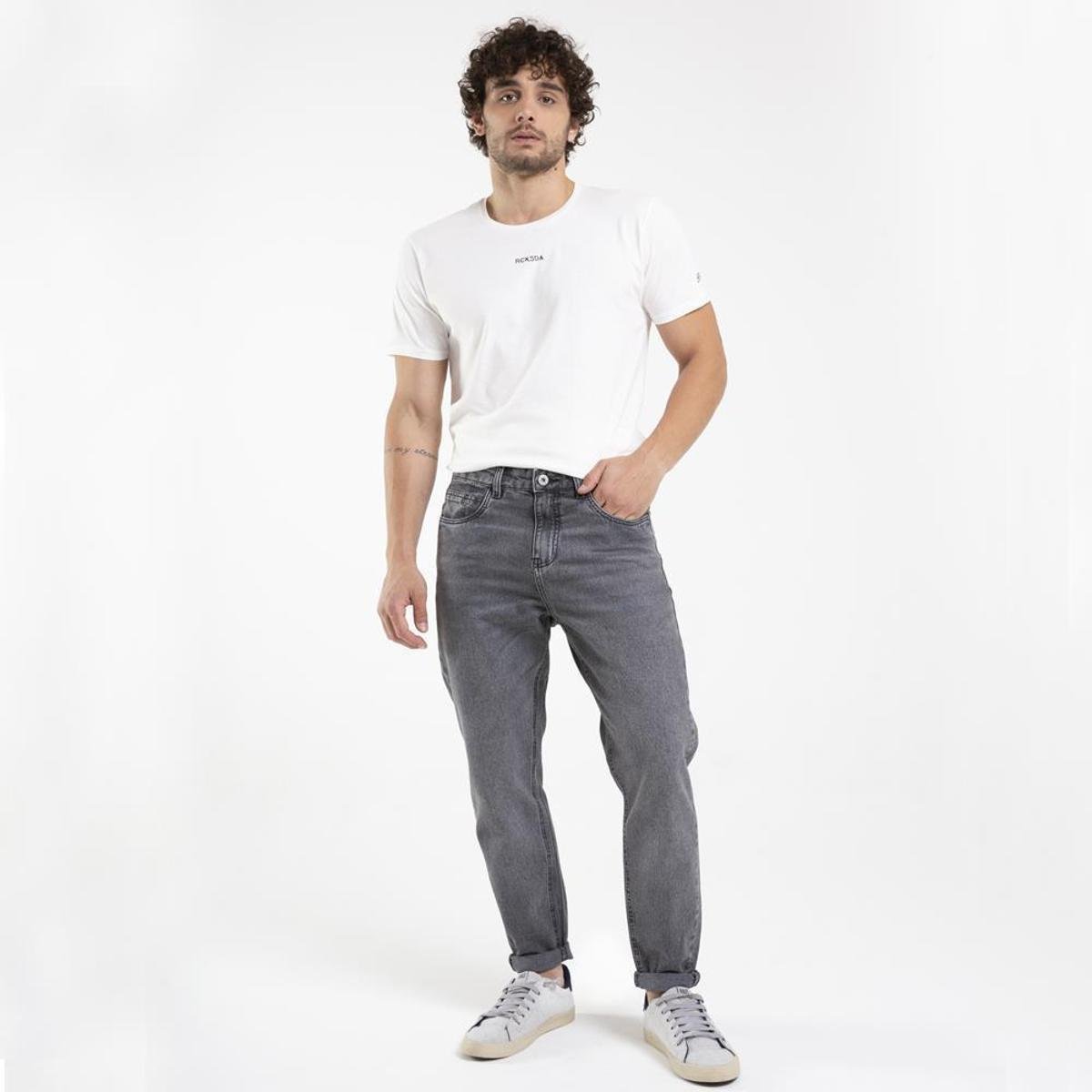 Calça Relaxed Rock&Soda Masculina Básica Casual Dia a Dia - Cinza Menor preço em Calça Relaxed Rock&Soda Masculina Básica Casual Dia a Dia - Cinza