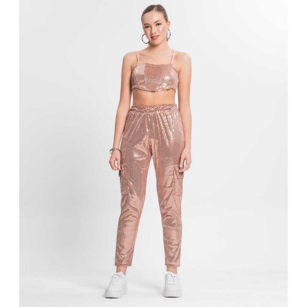 Calça Reta Juvenil Em Paetê Minty Unica