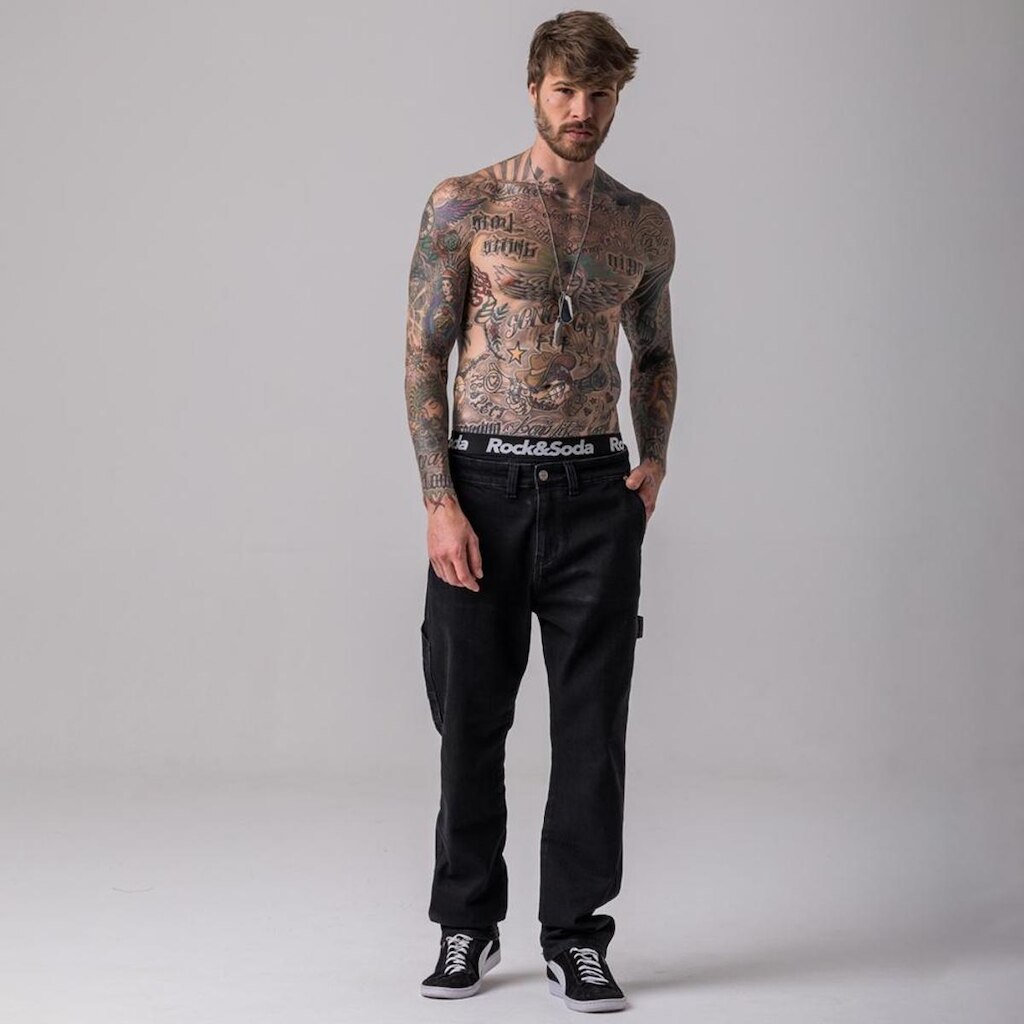 Calça Reta Loose Jeans Rock e Soda