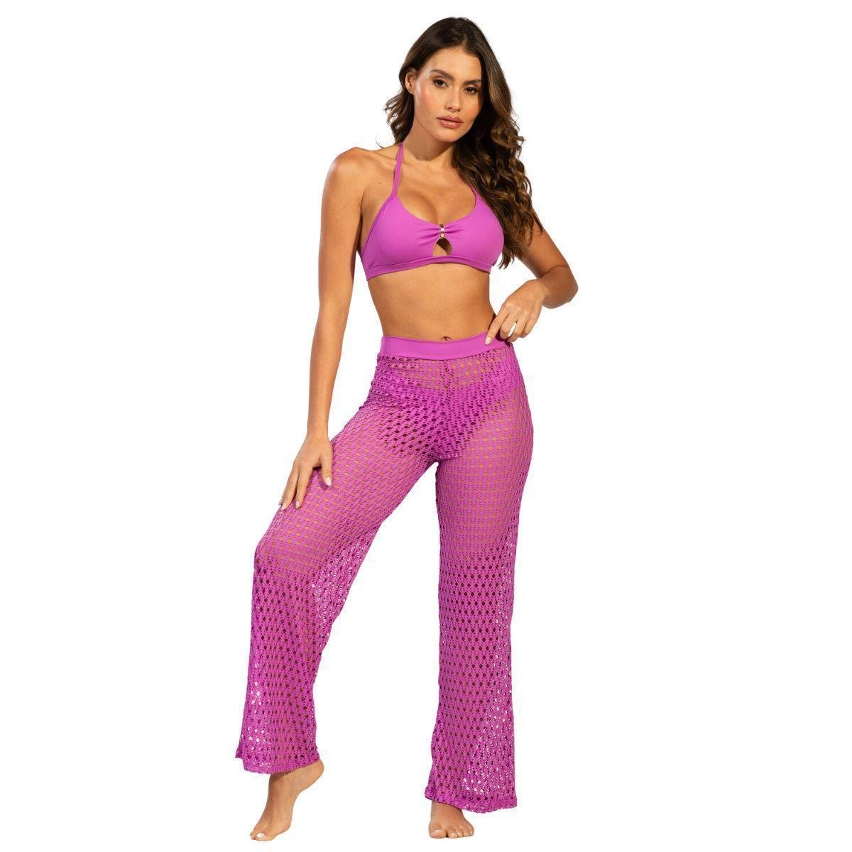 Calça Saída de Praia Bella Fiore Tricot Flare Cintura Alta Verão Moda Praia Menor preço em Calça Saída de Praia Bella Fiore Tricot Flare Cintura Alta Verão Moda Praia