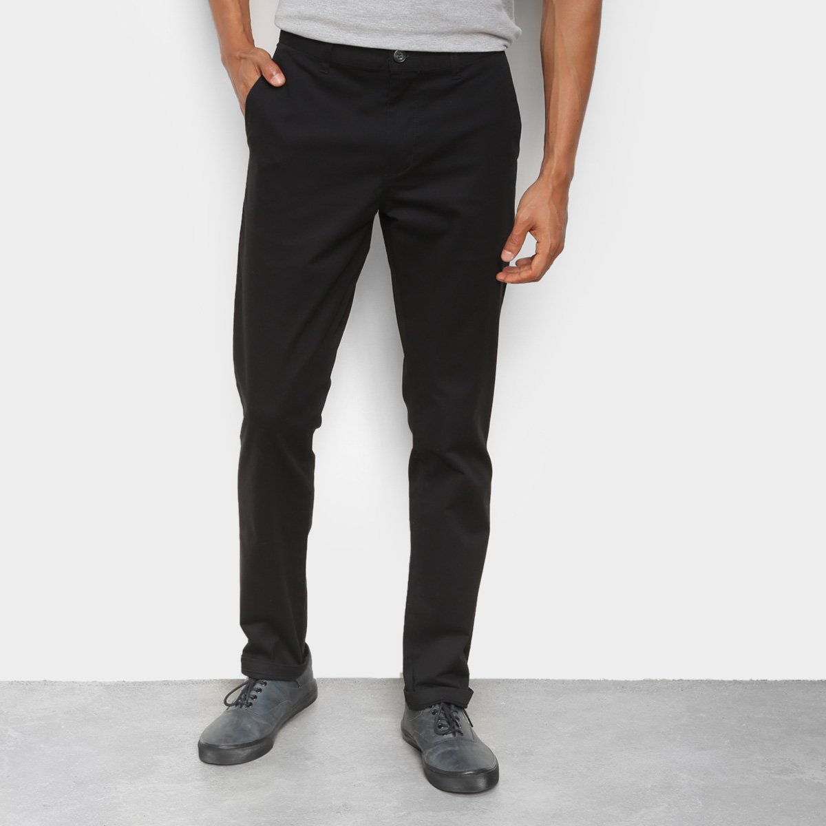 Calça Sarja Alfaiataria Acostamento Masculina - Preto Menor preço em Calça Sarja Alfaiataria Acostamento Masculina - Preto