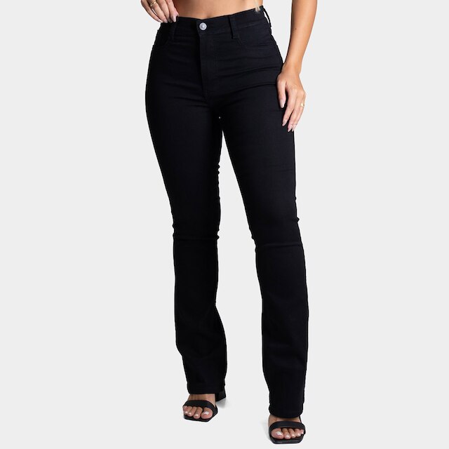 Calça Sarja Boot Cut Sawary Cintura Alta Feminina