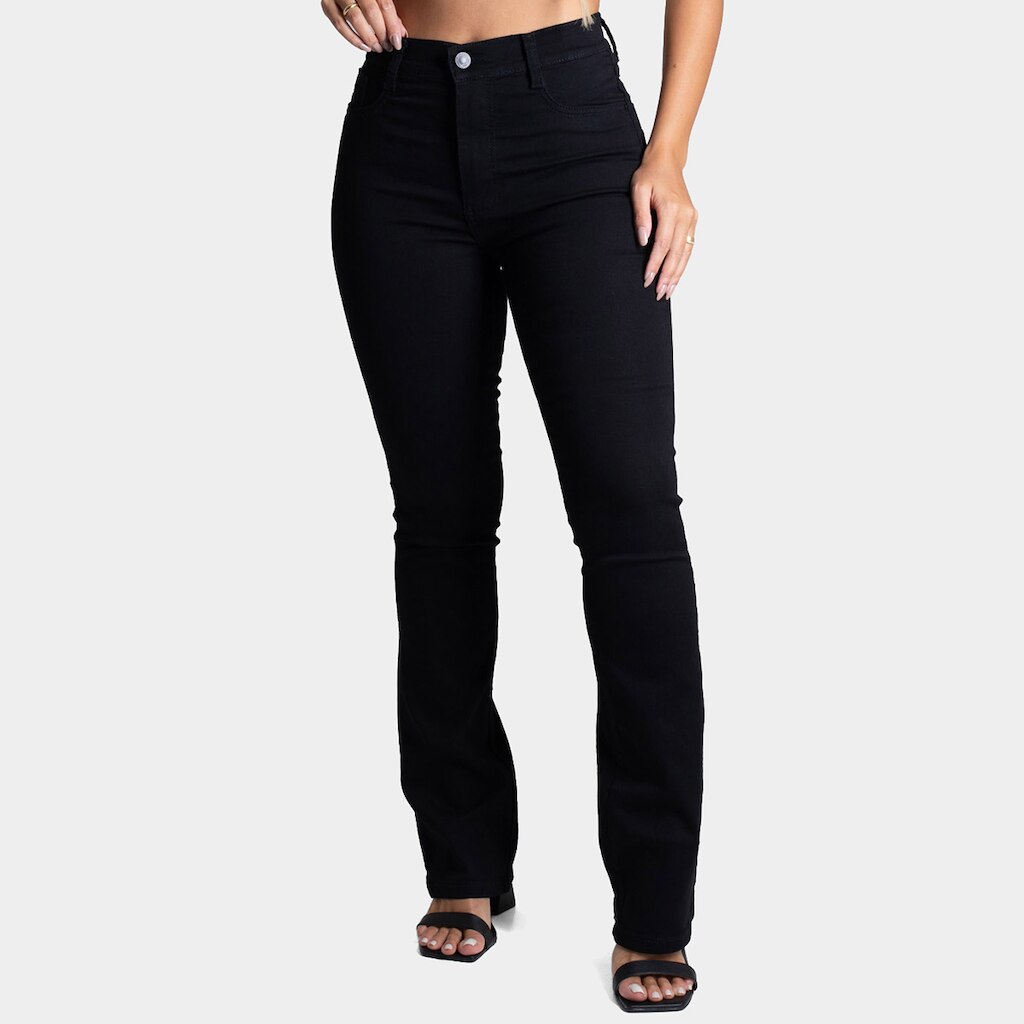 Calça Sarja Boot Cut Sawary Cintura Alta Feminina