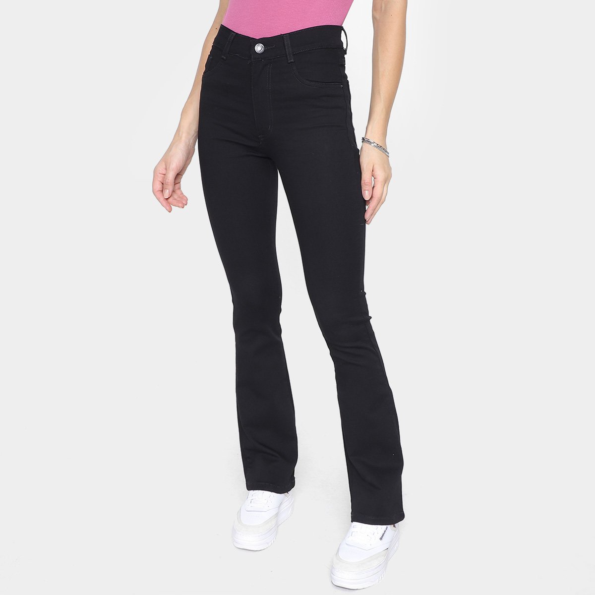 Calça Sarja Boot Cut Sawary Cintura Alta Feminina - Preto Menor preço em Calça Sarja Boot Cut Sawary Cintura Alta Feminina - Preto