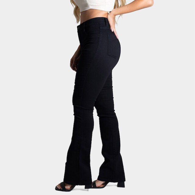 Calça Sarja Boot Cut Sawary Cintura Alta Feminina