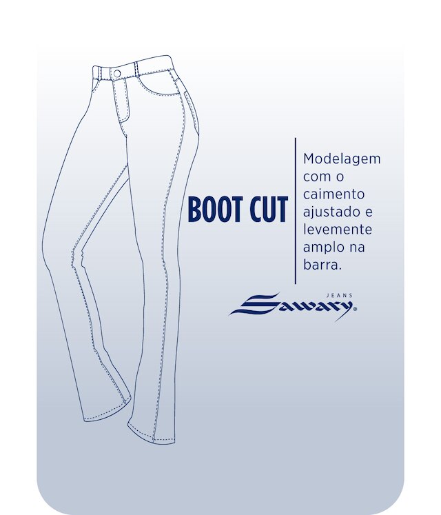 Calça Sarja Boot Cut Sawary Cintura Alta Feminina