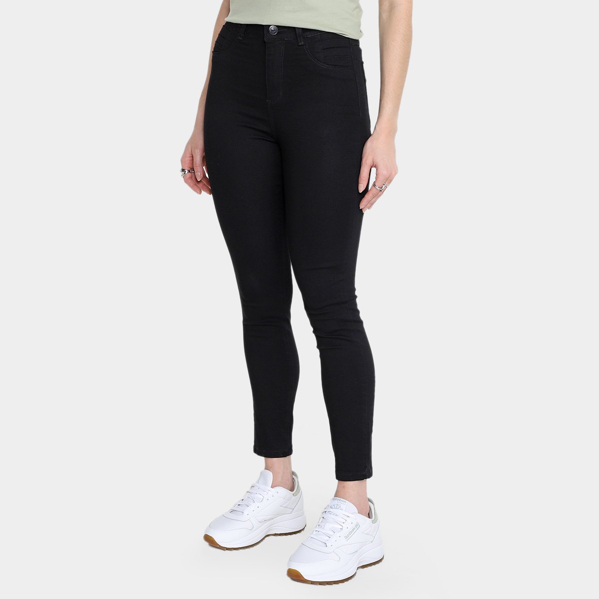 Calça Sarja Cigarrete Sawary Cintura Alta Feminina - Preto Menor preço em Calça Sarja Cigarrete Sawary Cintura Alta Feminina - Preto