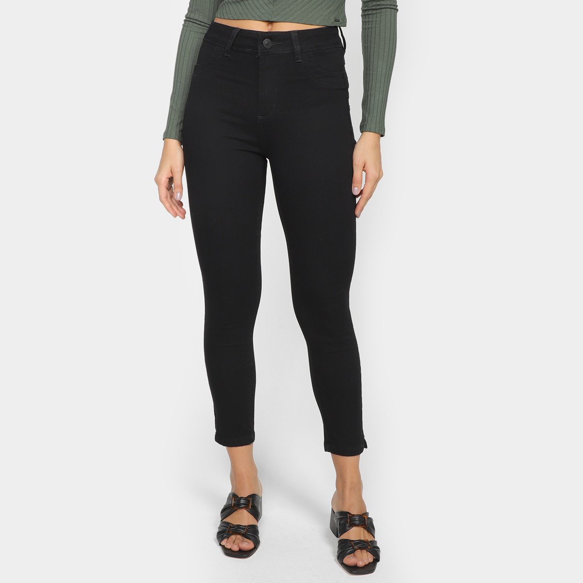 Calça Sarja Cigarrete Sawary Feminina - Preto Menor preço em Calça Sarja Cigarrete Sawary Feminina - Preto