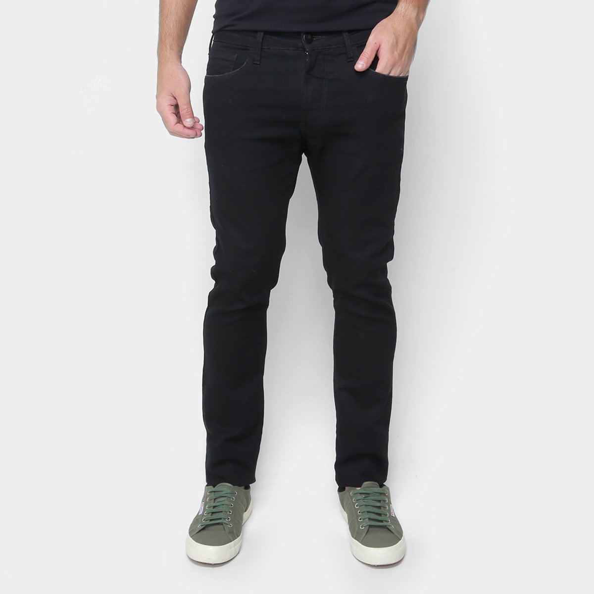 Calça Sarja Colcci Felipe Cintura Média Masculina - Azul+Preto Menor preço em Calça Sarja Colcci Felipe Cintura Média Masculina - Azul+Preto