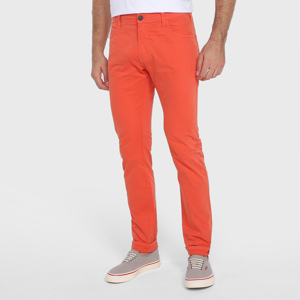 Calça Sarja Colcci Felipe Masculina - Laranja Menor preço em Calça Sarja Colcci Felipe Masculina - Laranja