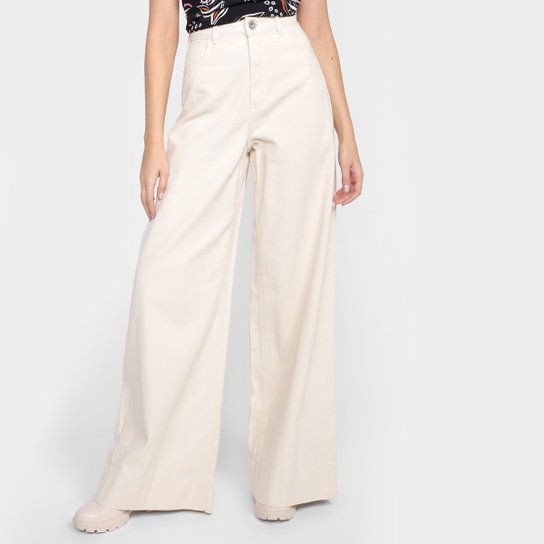 Calça Sarja Colcci Pantalona Feminina - Off White