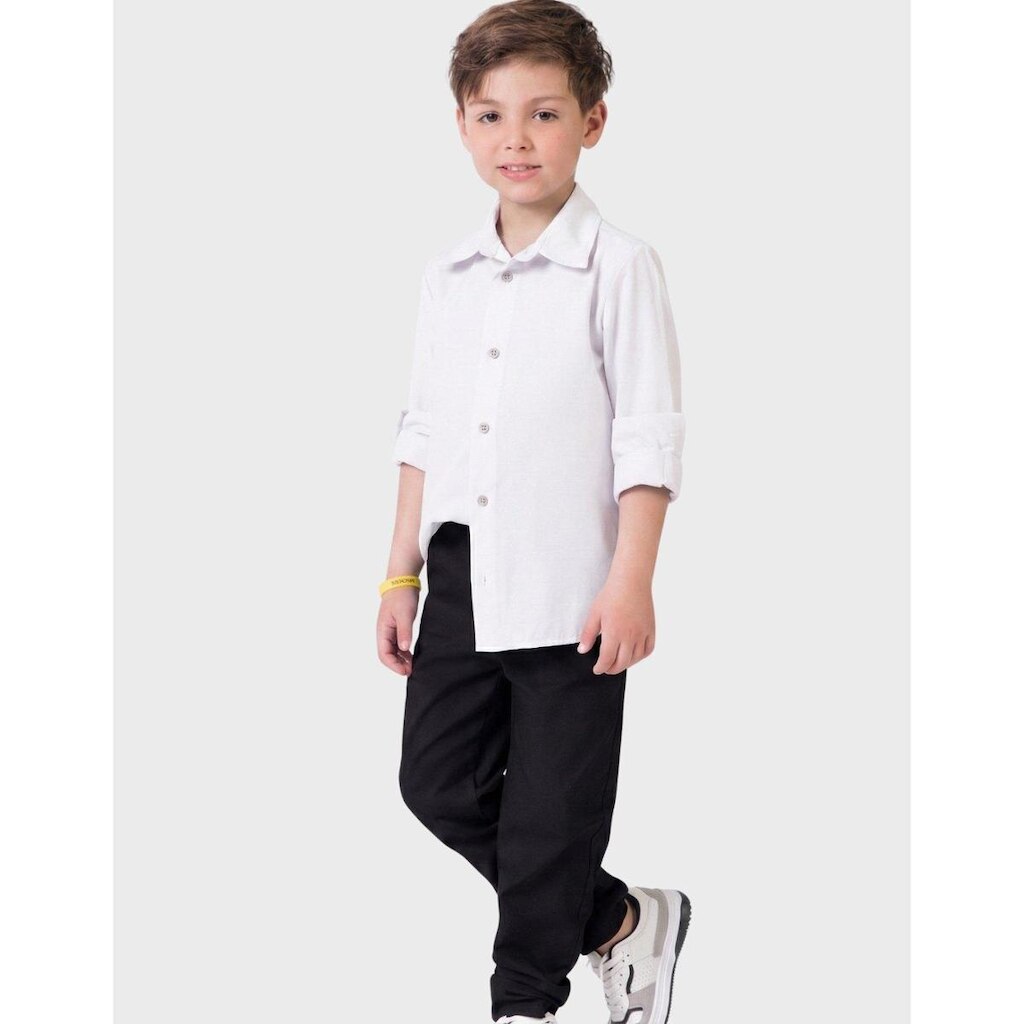 Calça Sarja Com Bolso Moda Cáqui Quentinha Inverno Dia a Dia Frio Elegante - Menino 4 a 14 anos