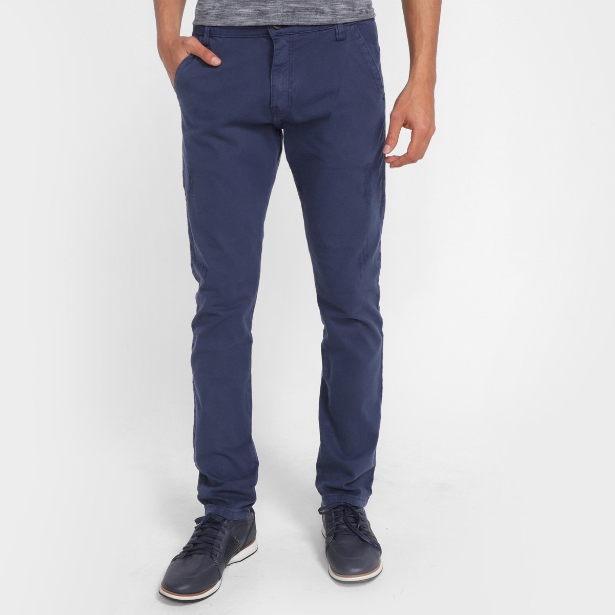 Calça Sarja Dixie Básica Masculina - Azul Menor preço em Calça Sarja Dixie Básica Masculina - Azul