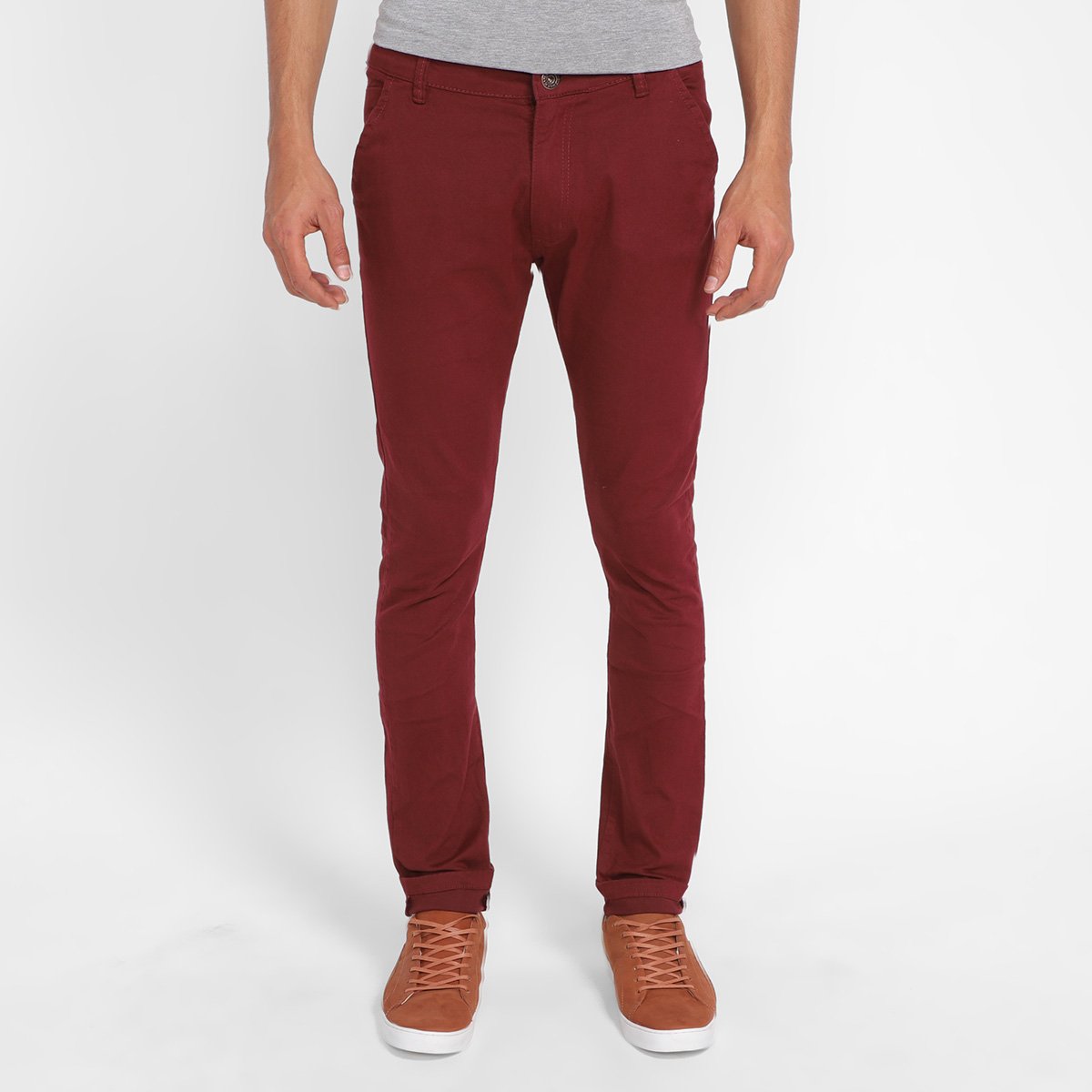 Calça Sarja Dixie Básica Masculina - Vinho Menor preço em Calça Sarja Dixie Básica Masculina - Vinho