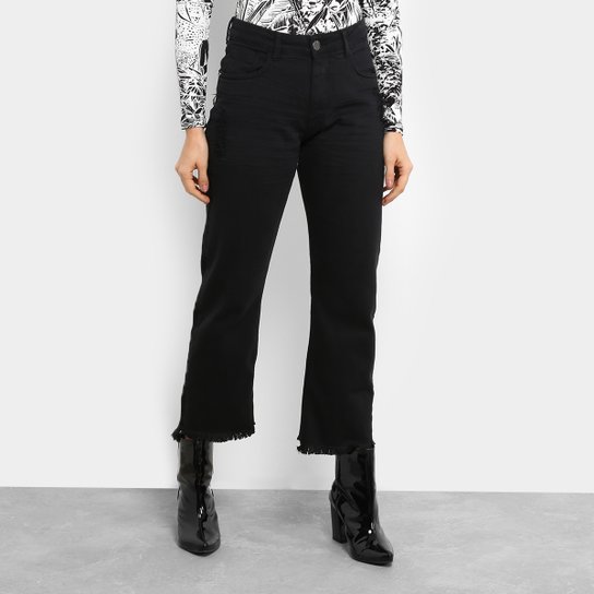 Calça Sarja Forum Cropped Barra Desfiada Feminina - Preto