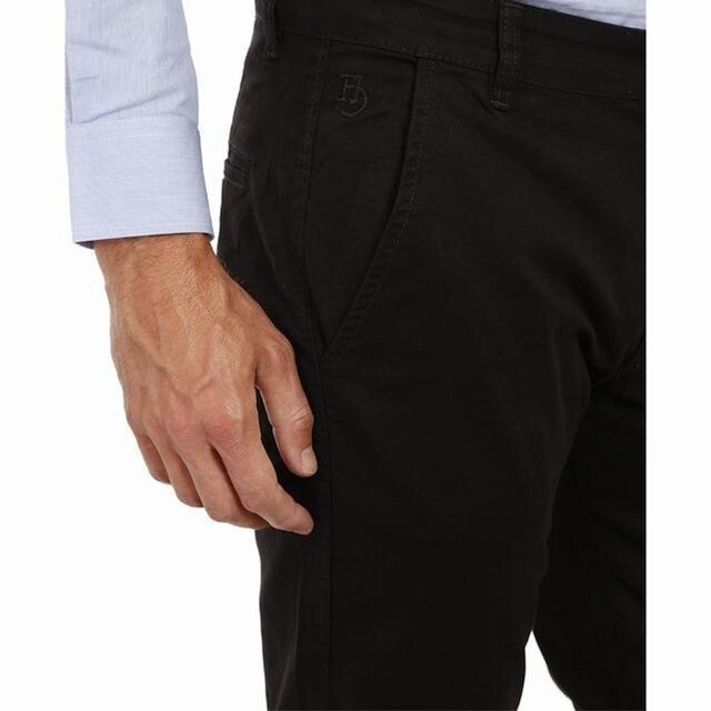 Calça Sarja Hugo Deleon Elastano Esporte Fino Preta