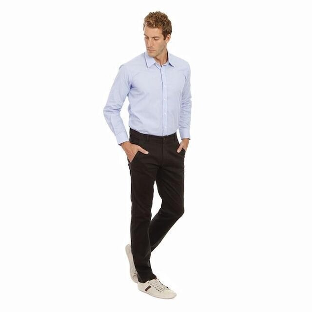 Calça Sarja Hugo Deleon Elastano Esporte Fino Preta