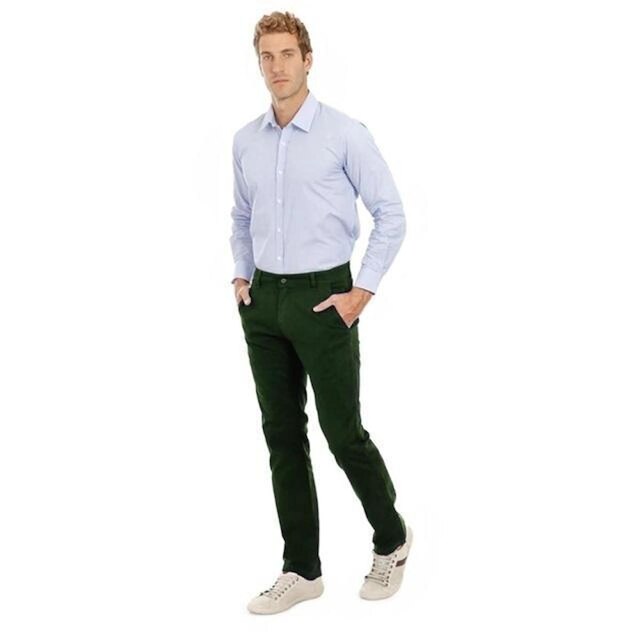 Calça Sarja Hugo Deleon Elastano Esporte Fino Verde