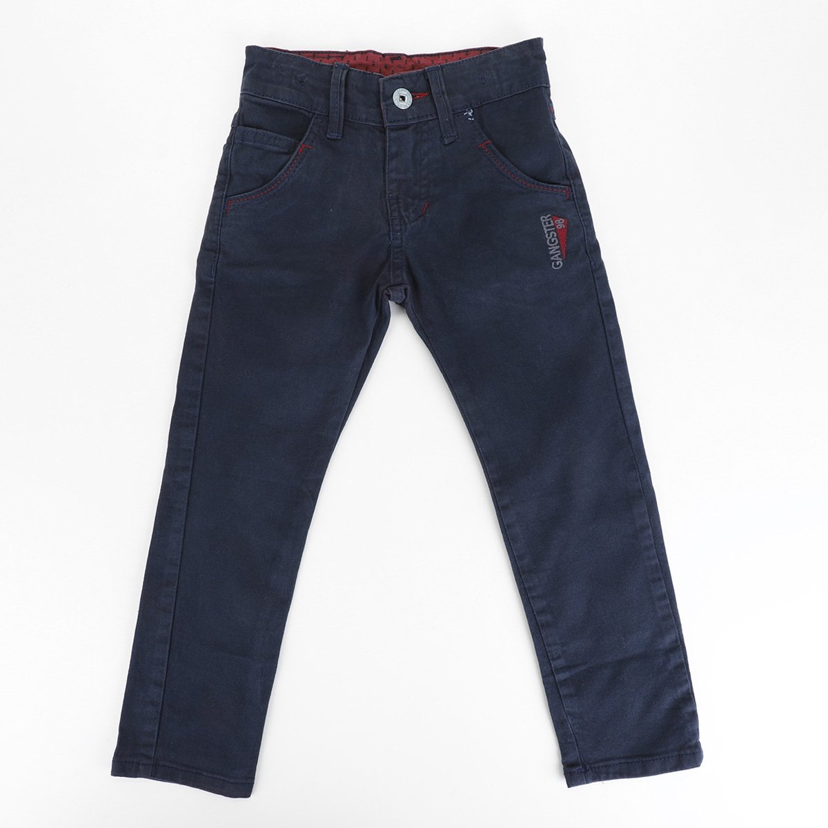 Calça Sarja Infantil Gangster Básica Masculina - Marinho Menor preço em Calça Sarja Infantil Gangster Básica Masculina - Marinho