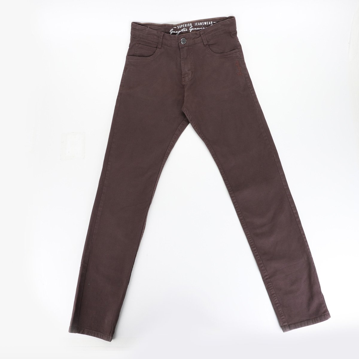 Calça Sarja Juvenil Gangster Masculina - Marrom Menor preço em Calça Sarja Juvenil Gangster Masculina - Marrom