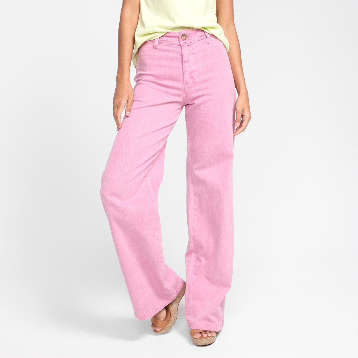 Calça Sarja Malwee Wide Leg Cintura Alta Feminina - Rosa é ruim? Calça Sarja Malwee Wide Leg Cintura Alta Feminina - Rosa é boa?
