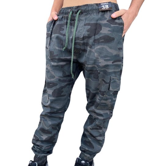 Calça Sarja Masculina Jogger Camuflada Elástico Premium Zattini