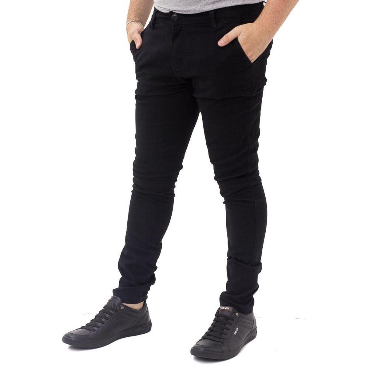 Calça Sarja Masculina Skinny Ecxo - Preto Menor preço em Calça Sarja Masculina Skinny Ecxo - Preto