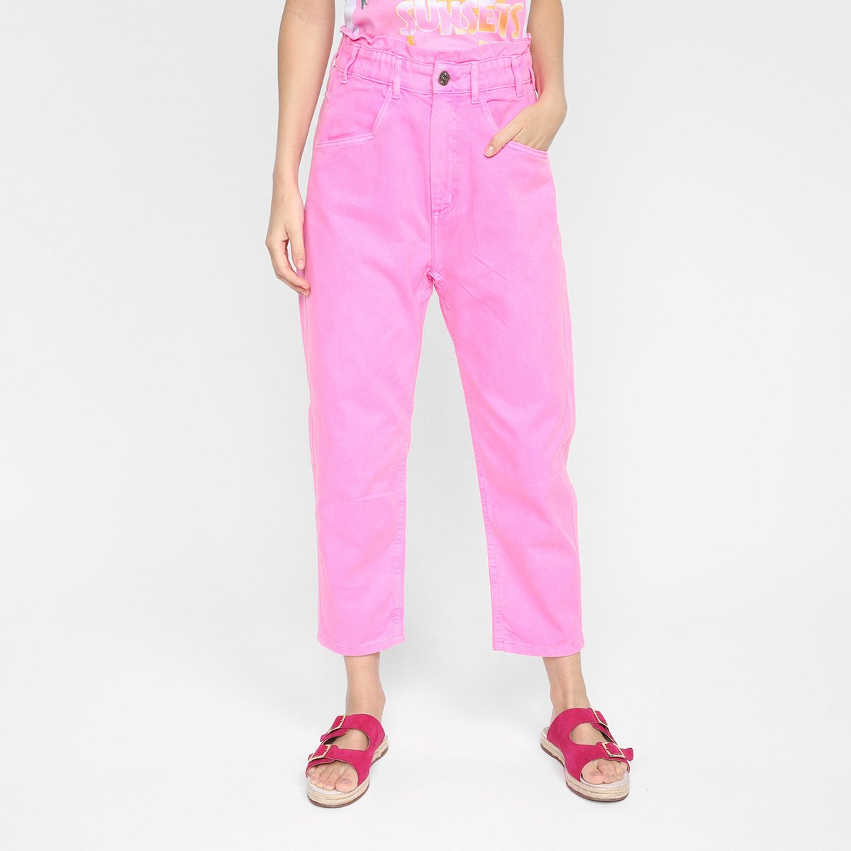 Calça Sarja My Favorite Thing s Paperbag Super High Cintura Alta Feminina - Rosa Menor preço em Calça Sarja My Favorite Thing s Paperbag Super High Cintura Alta Feminina - Rosa