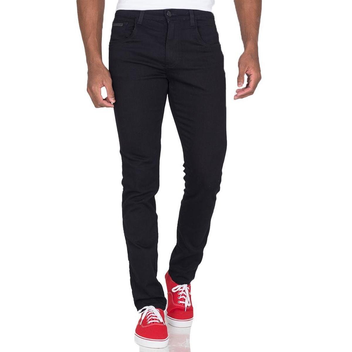 Calça Sarja Preta Masculina Slim Premium Com Elastano Menor preço em Calça Sarja Preta Masculina Slim Premium Com Elastano