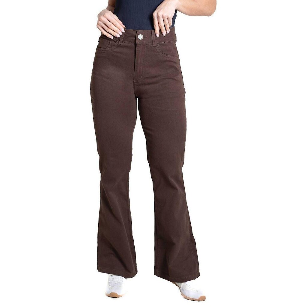 Calça Sarja Sawary Flare Petit - 283748 - Marrom 42